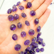 Amethyst Coin Shape Gold Plated Wire Chain